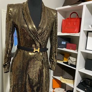 Zara Gold Sequins Blazer Dress